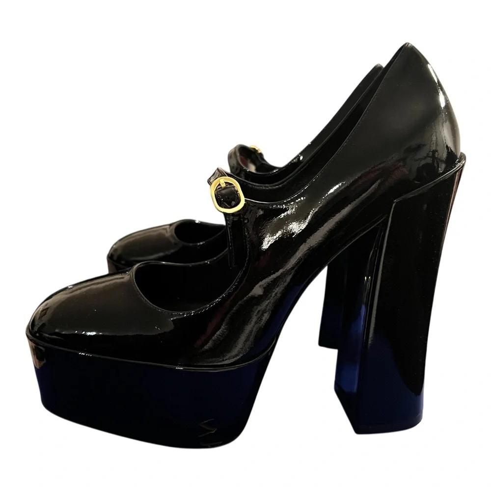 Stuart Weitzman Skyhigh 145 Mary Jane Platform Pumps Black Patent 9B New in Box